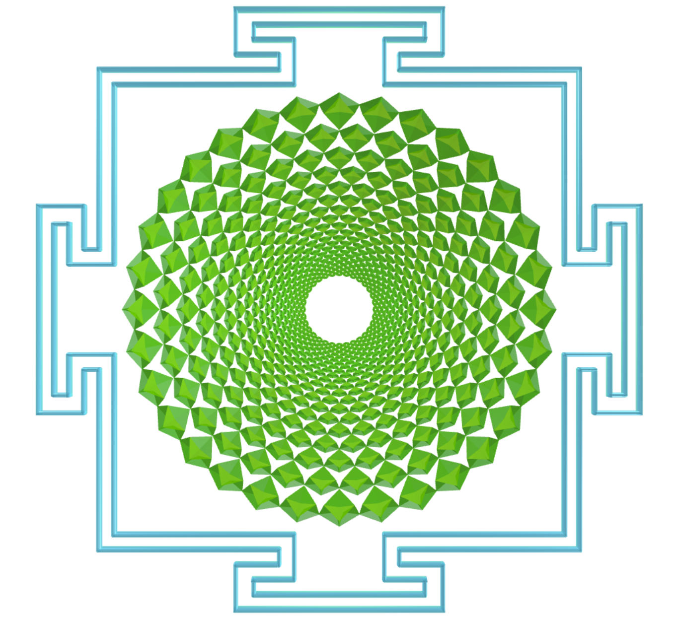 Sahasrara Yantra com tetraedros hexakis