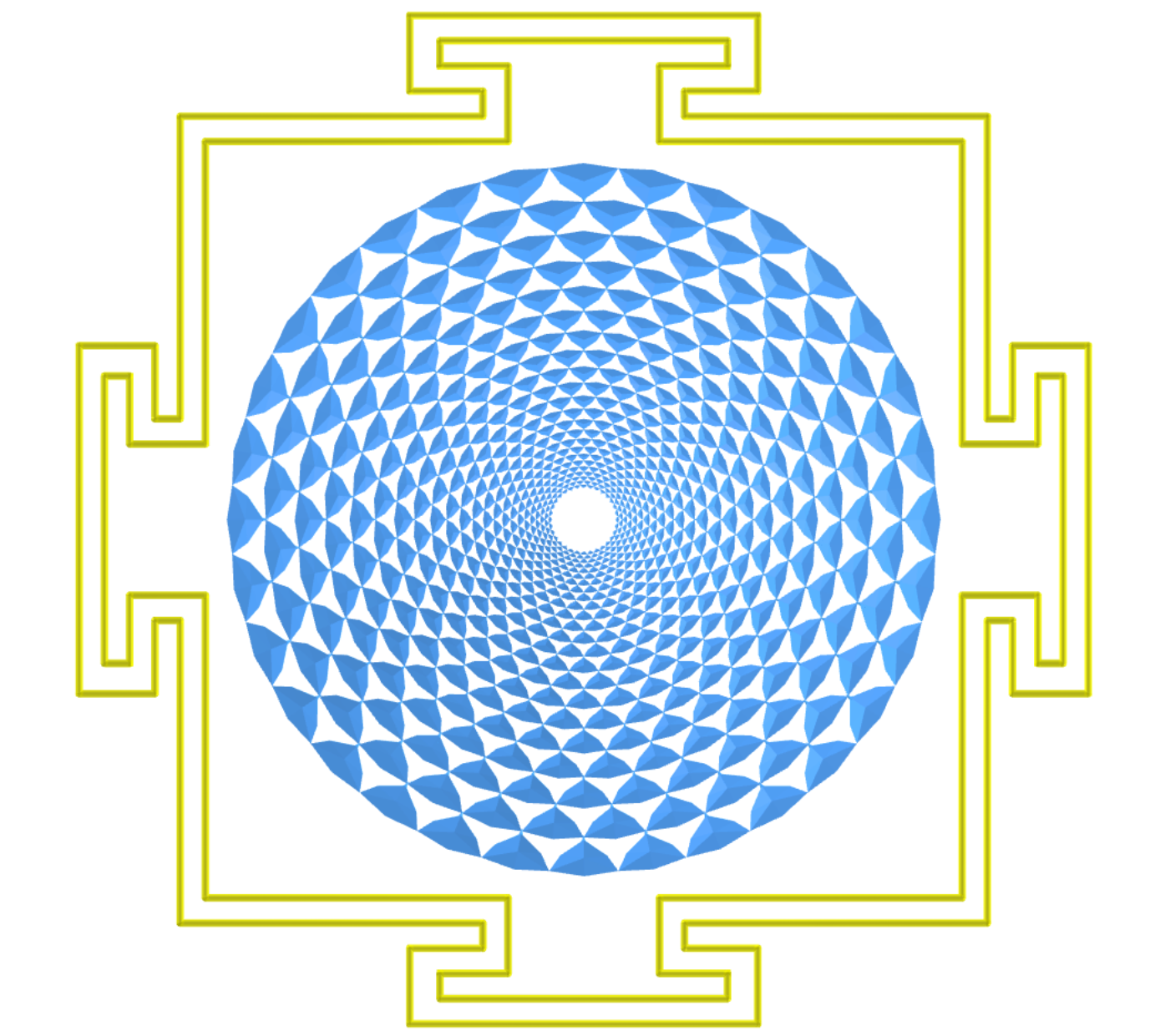 Sahasrara Yantra com tetraedros hexakis