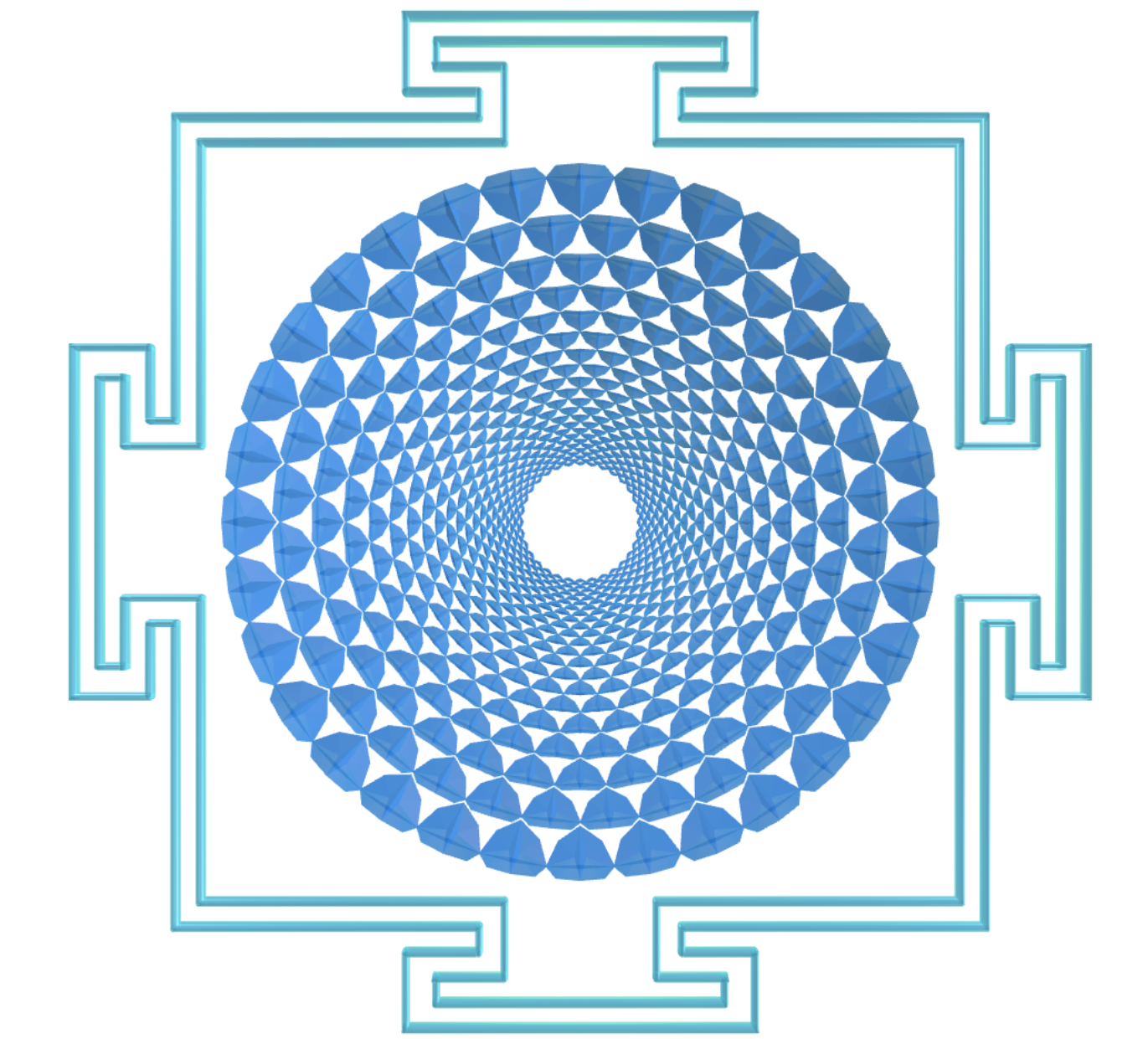 Sahasrara Yantra com tetraedros hexakis