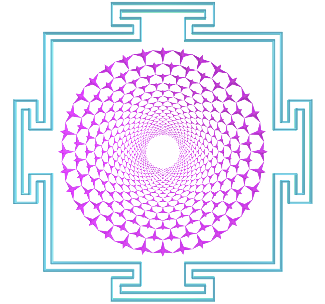 Sahasrara Yantra com tetraedros hexakis