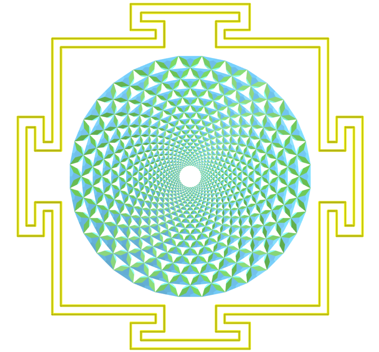 Sahasrara Yantra com tetraedros truncados combinados