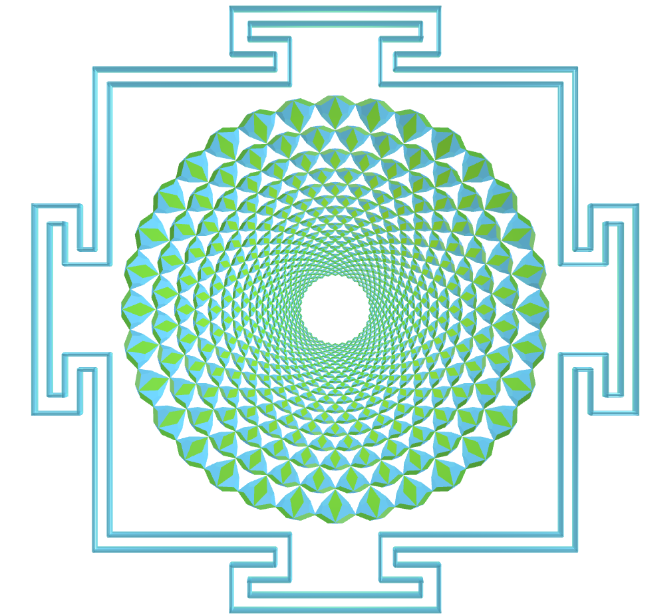 Sahasrara Yantra com tetraedros truncados combinados