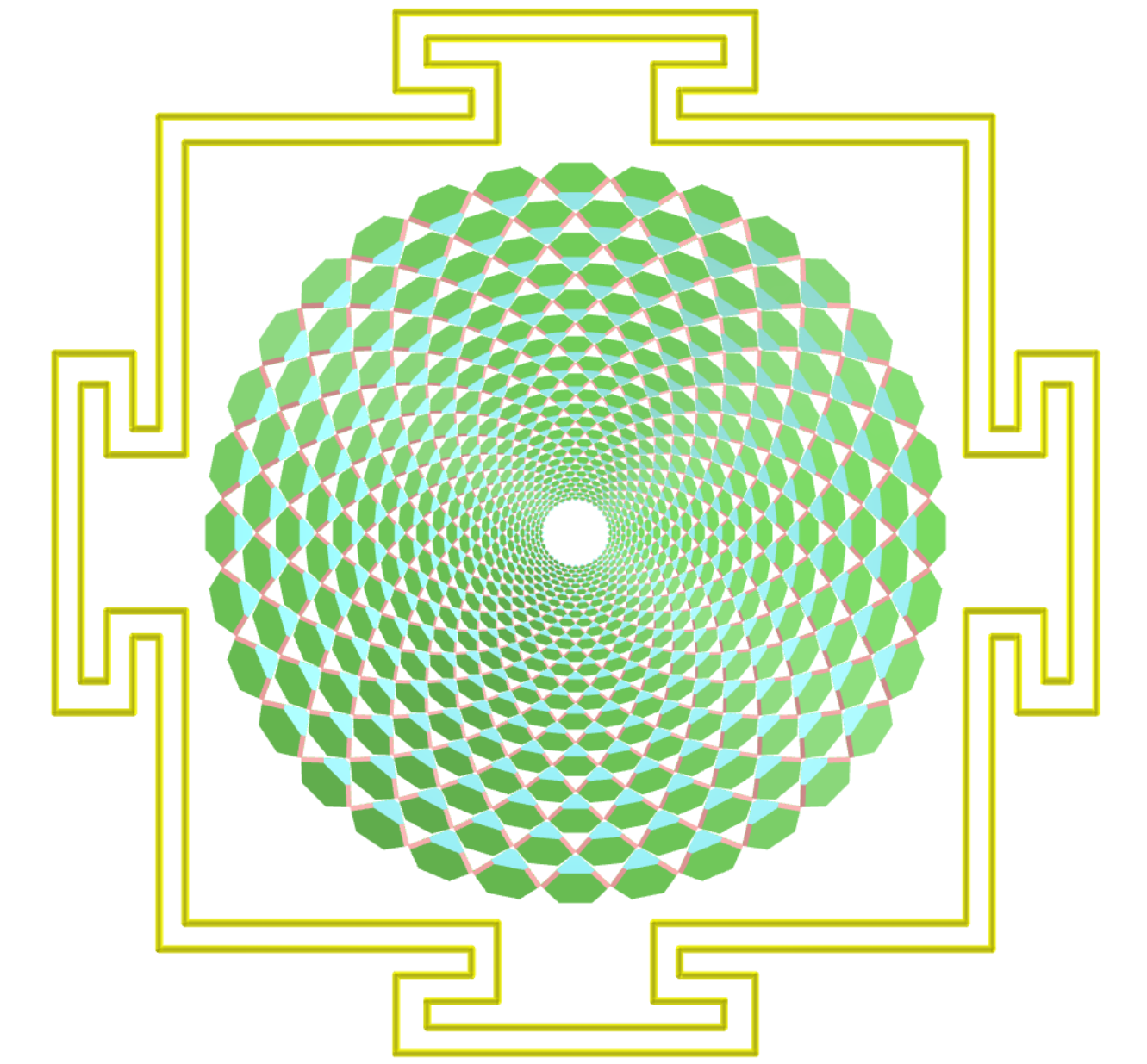 Sahasrara Yantra com duais do deltaedro de Möbius
