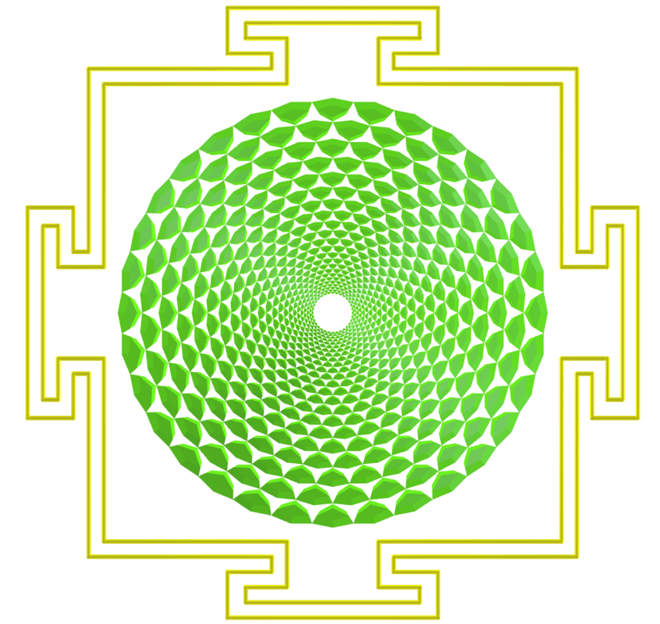 Sahasrara Yantra com tristetraedros trapezoédricos