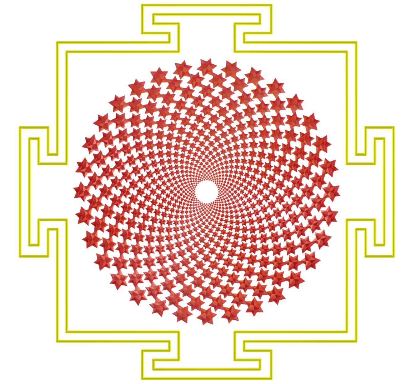 Sahasrara Yantra com pequenos dodecaedros estrelados