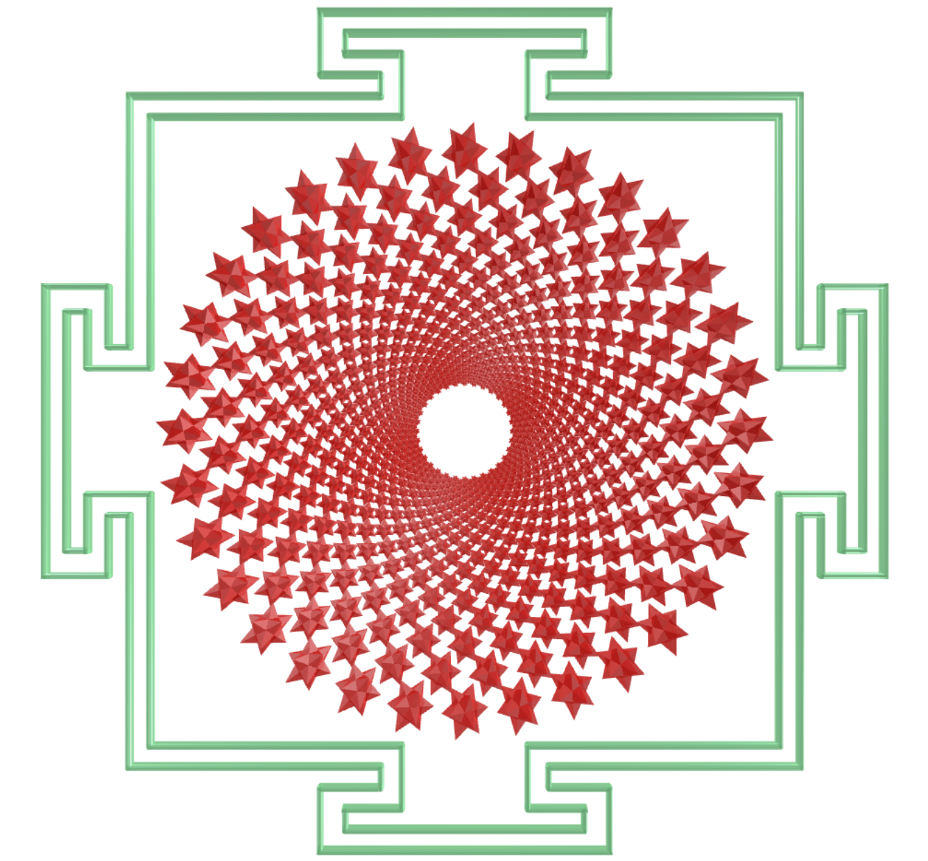 Sahasrara Yantra com pequenos dodecaedros estrelados