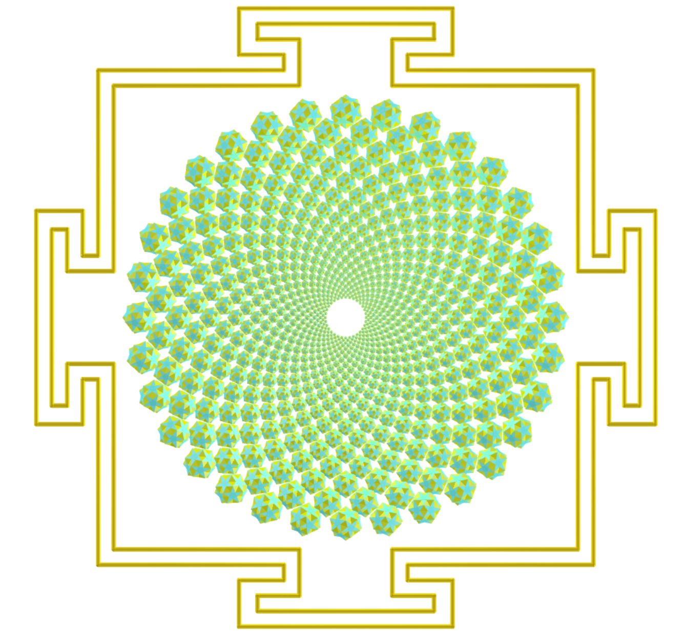 Sahasrara Yantra com pequenos icosidodecaedros ditrigonais