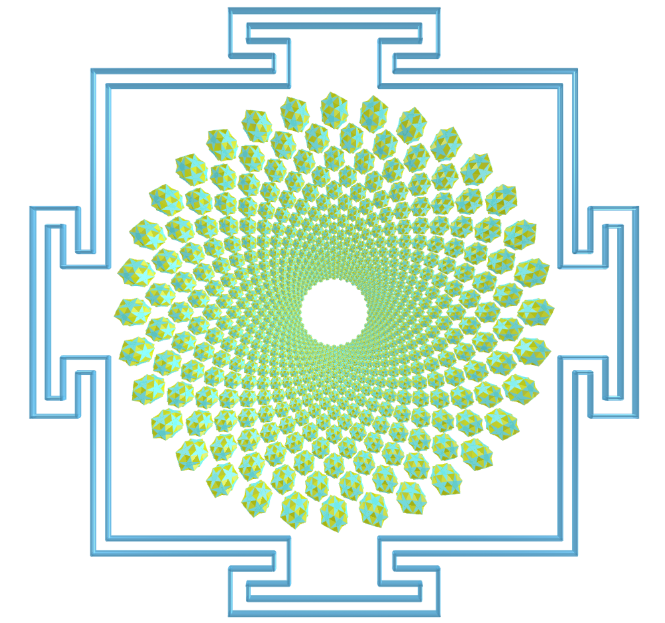 Sahasrara Yantra com pequenos icosidodecaedros ditrigonais