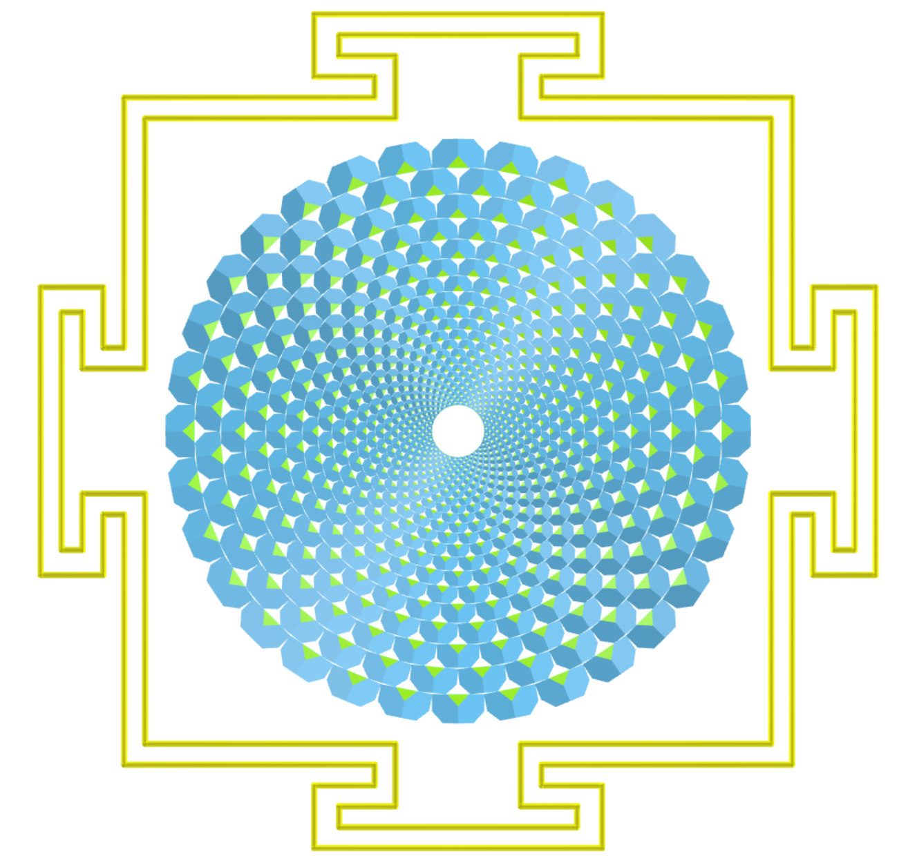 Sahasrara Yantra com tetraedros chanfrados