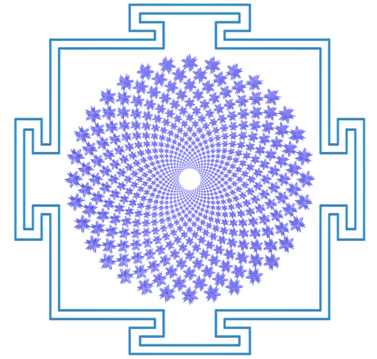 Sahasrara Yantra com grandes dodecaedros estrelados