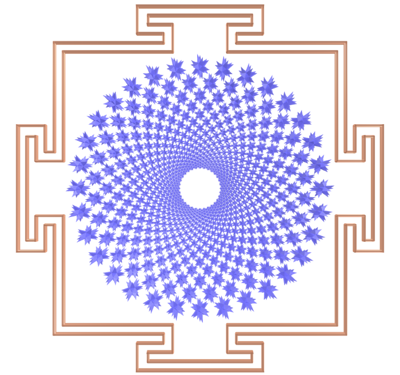 Sahasrara Yantra com grandes dodecaedros estrelados