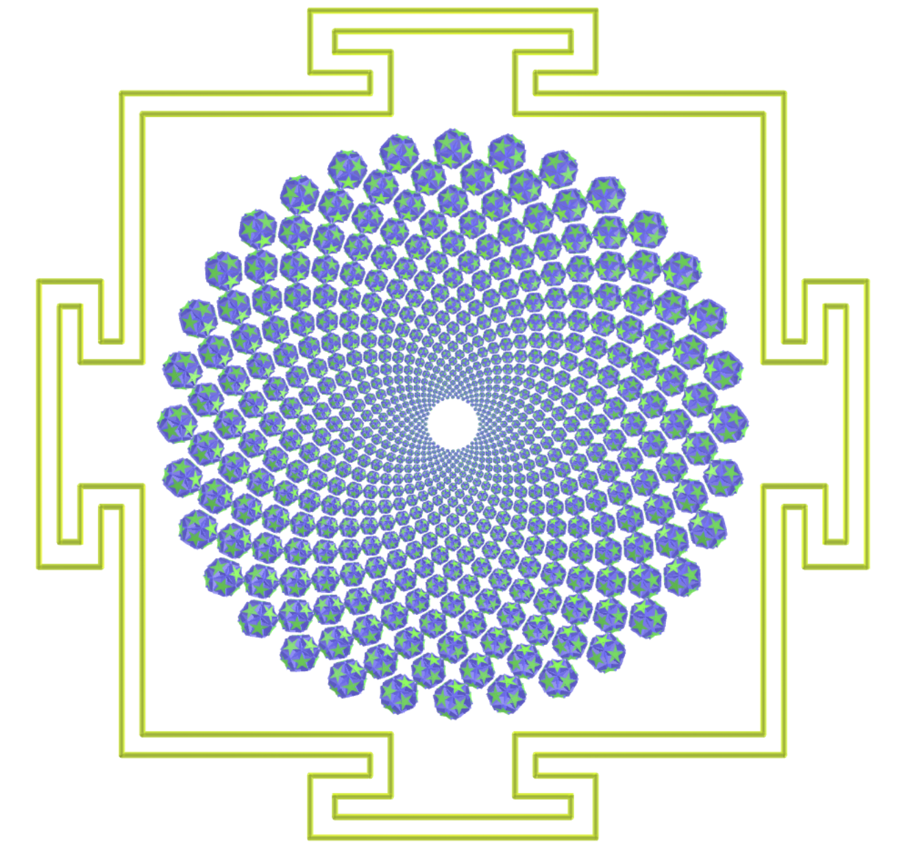 Sahasrara Yantra com grandes icosaedros truncados