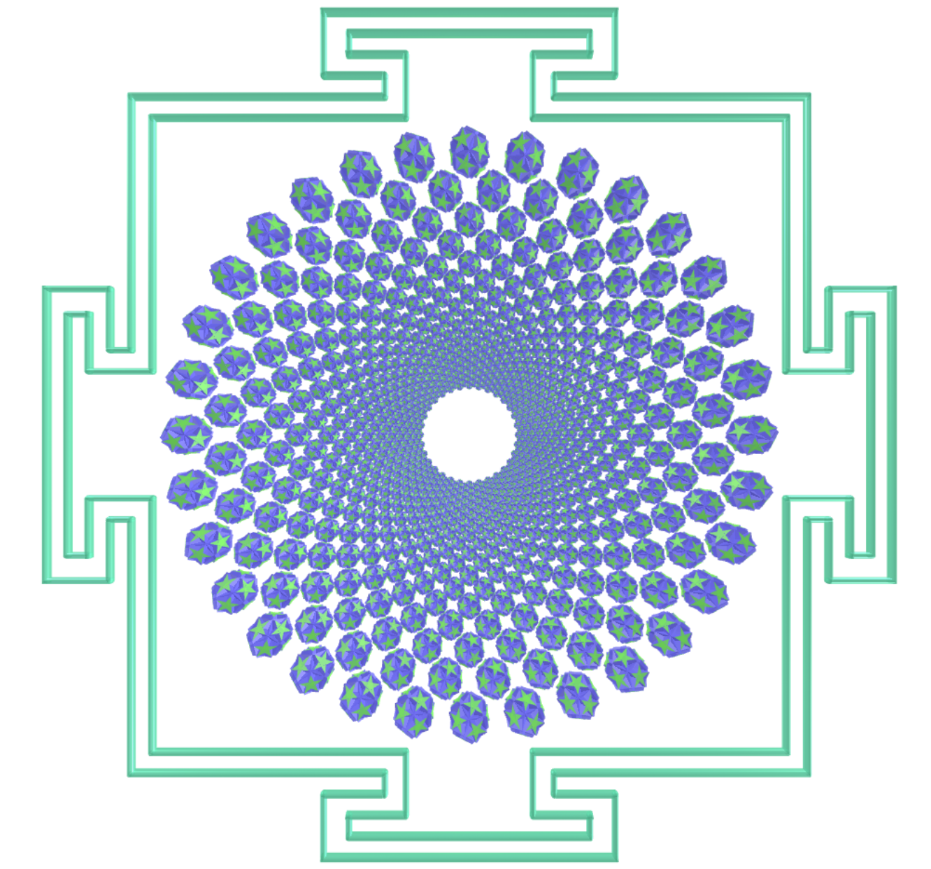 Sahasrara Yantra com grandes icosaedros truncados