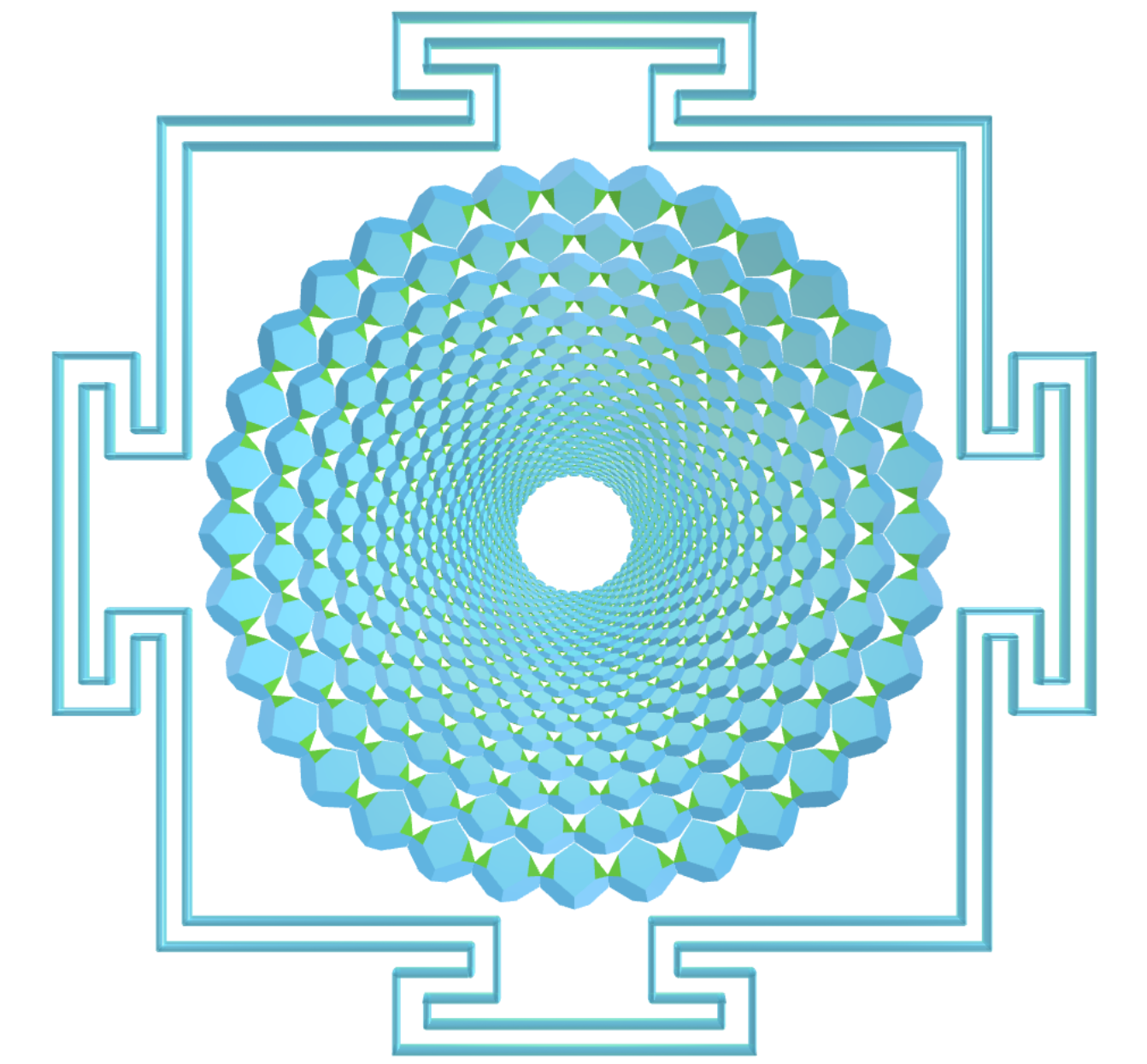 Sahasrara Yantra com tetraedros chanfrados