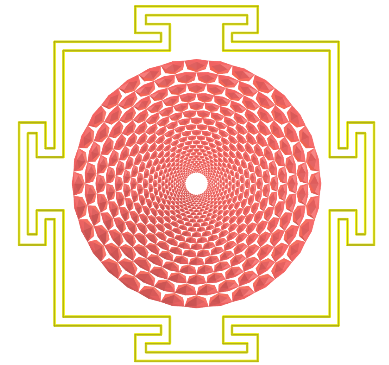 Sahasrara Yantra com tetraedros hexakis