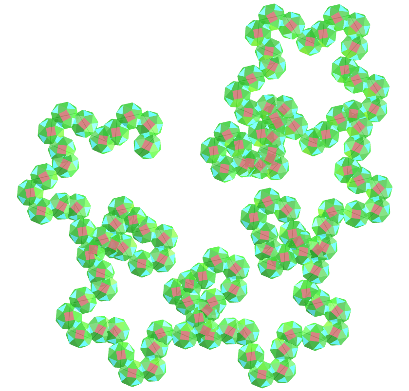 Biscribed orthotruncated propellor octahedron Cat curve fractal