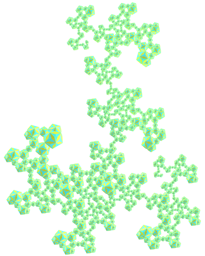 Joined truncated dodecahedron dragon of Eve fractal