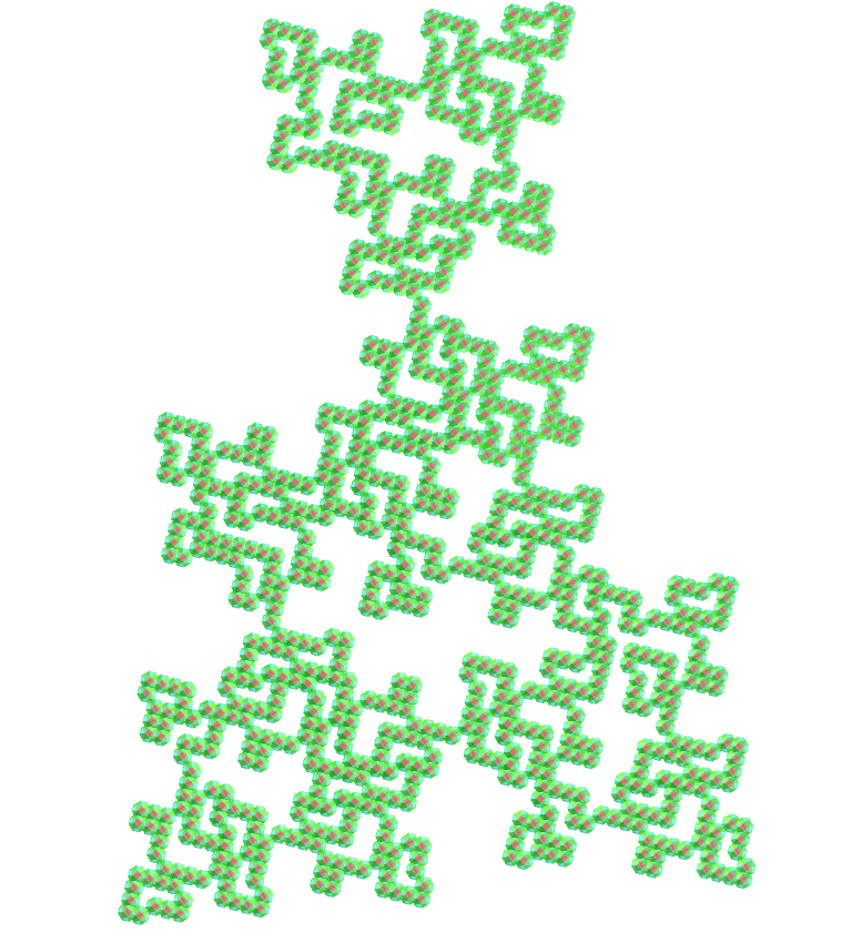 Biscribed orthotruncated propellor octahedron E.T. curve fractal