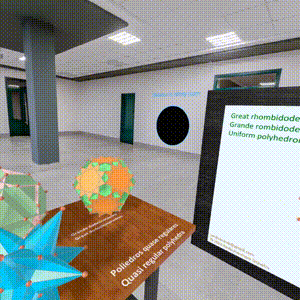 VR immersive room to quasi regular polyhedra