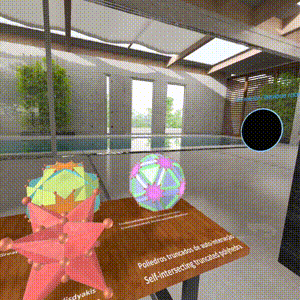 Immersive room of self-intersecting truncated polyhedra