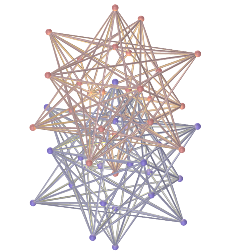Vesica piscis com pequenos dodecaedros stelapentakis