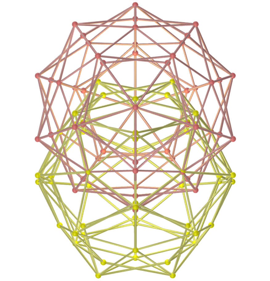 Vesica piscis com pequenos hexecontaedros icosacrônicos
