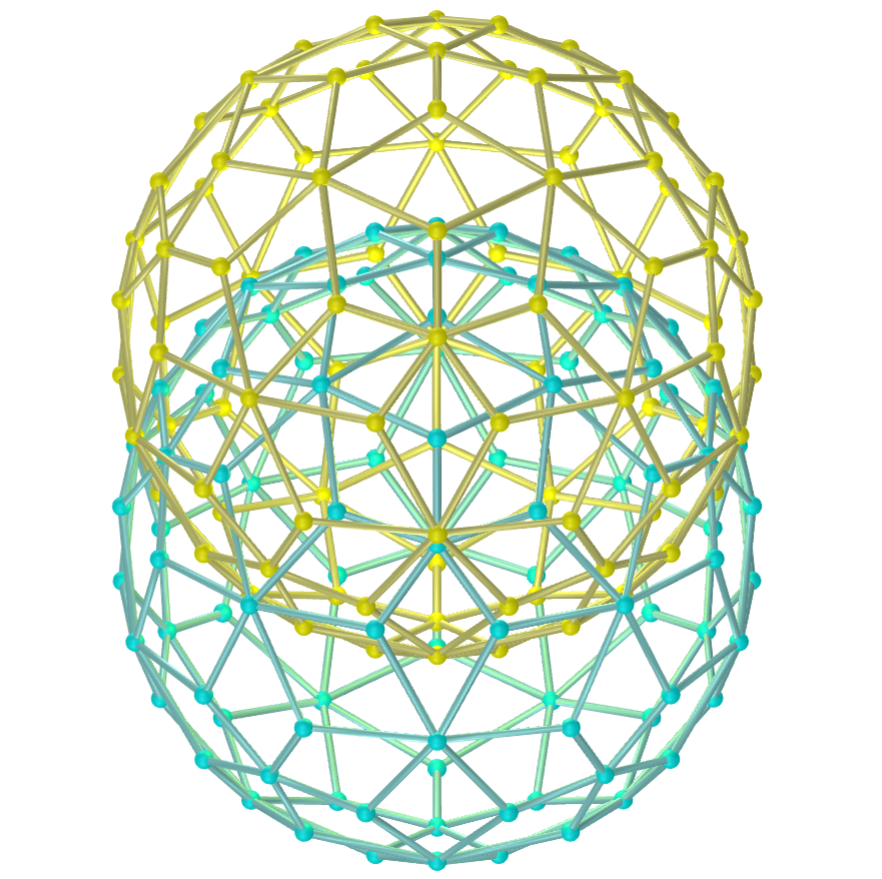 Vesica piscis com pequenos hexecontaedros hexagonais