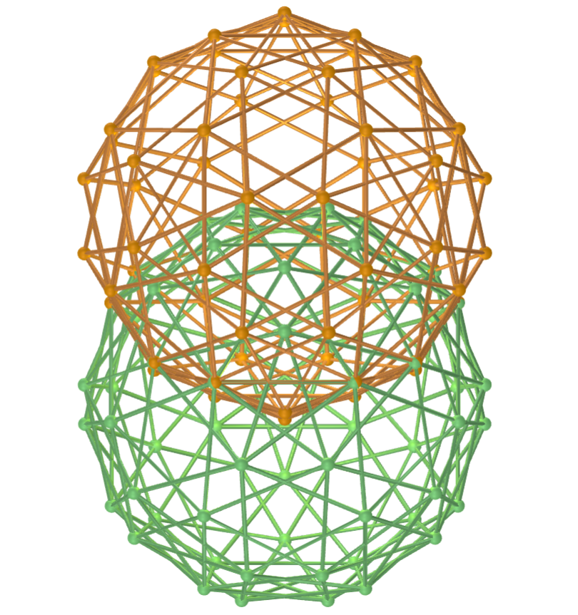 Vesica piscis com pequenos icosicosidodecaedros snub