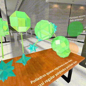 VR immersive room to quasi regular polyhedra