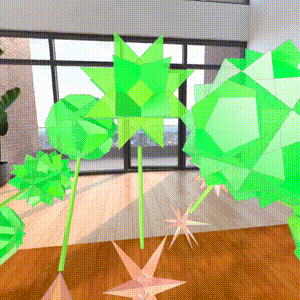 Immersive room of self-intersecting truncated polyhedra