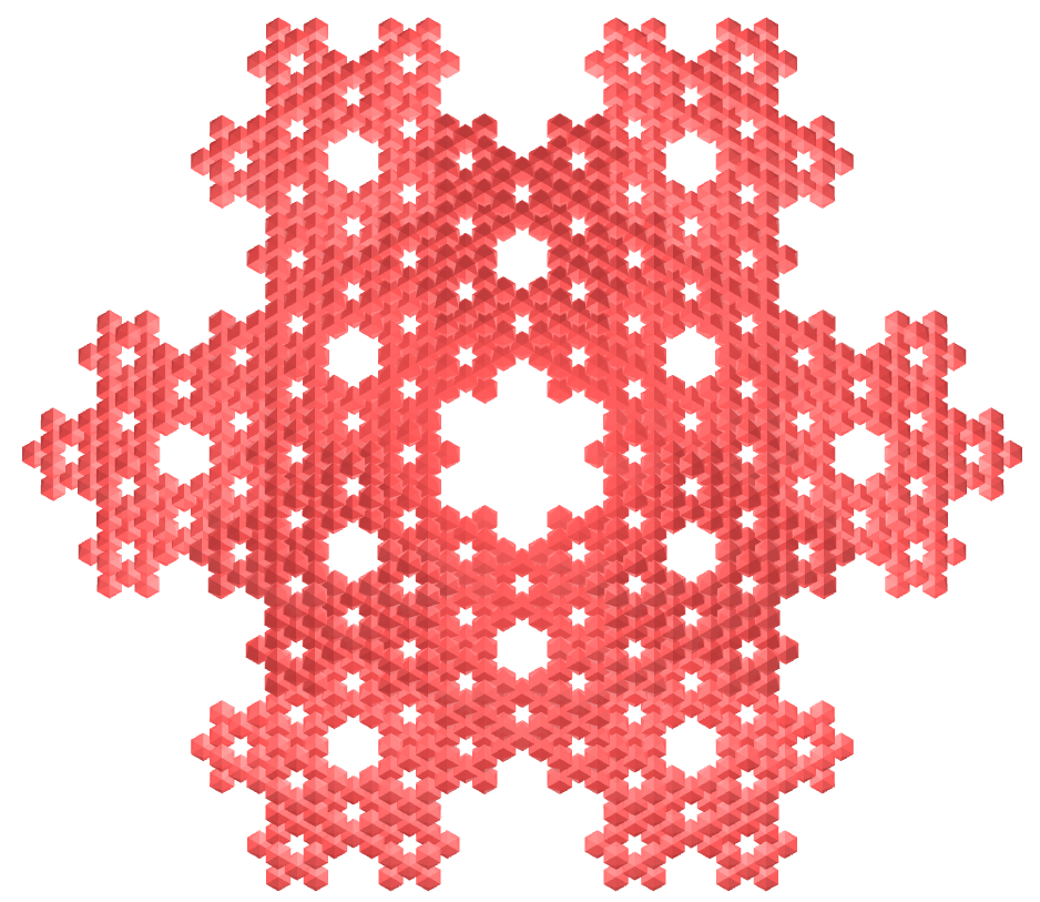Tetrakis hexahedron - Mosely snowflake fractal