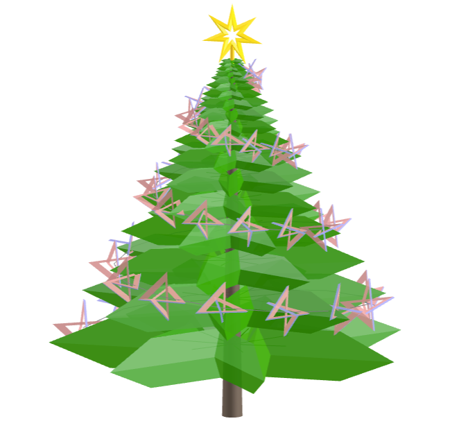 Geometric Christmas tree with heptagonal toroids