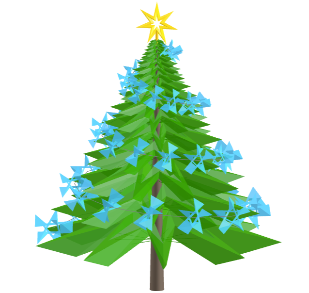 Geometric Christmas tree with enneagonal toroids