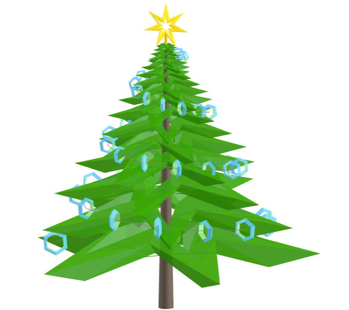 Geometric Christmas tree with pentagonal toroids