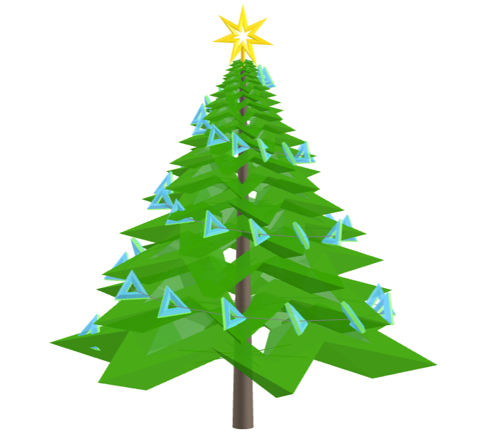 Geometric Christmas tree with hexagonal toroids