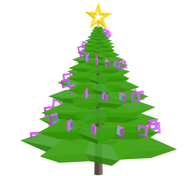 Geometric Christmas tree with hexagonal toroids