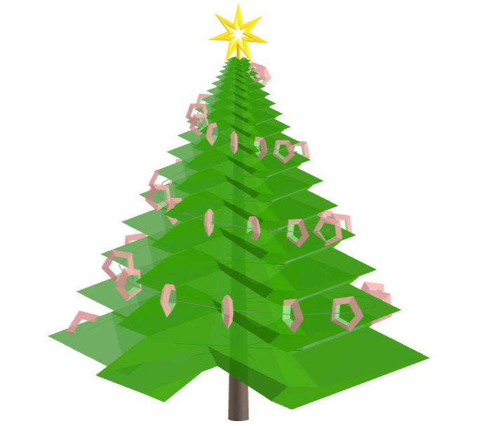 Geometric Christmas tree with hexagonal toroids