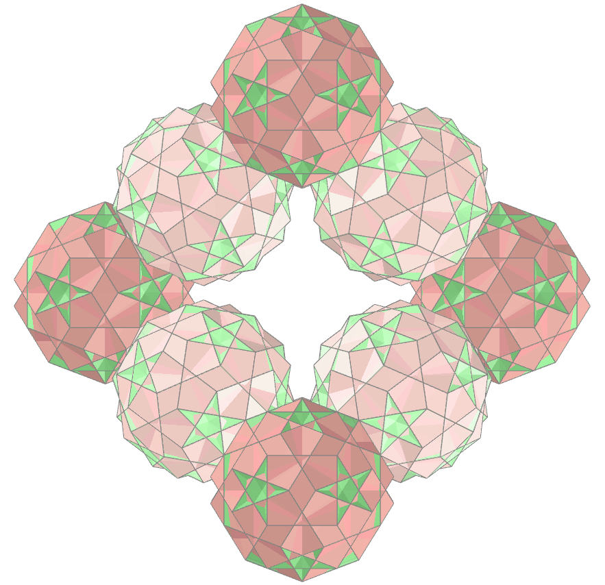 Stewart rings of Rhombicosahedron